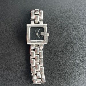 Gucci Black and Silver Square Timepiece